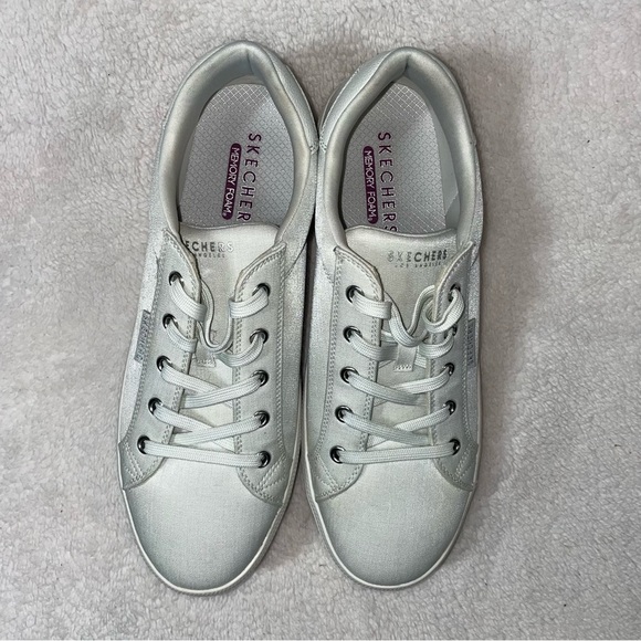 Skechers Plateau Vegan Chambray Lace Up Platform White Size 11 - Picture 9 of 14